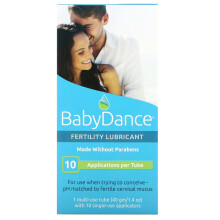 Fairhaven Health, Baby Dance, Lubrificante de Fertilidade, 1 Tubo de Uso Múltiplo com 10 Aplicadores de Uso Único
