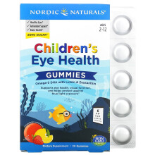 Nordic Naturals, Barns ögonhälsa Gummies, Inget socker, Åldrar 2-12, Hallon lemonad, 30 Gummy Chews