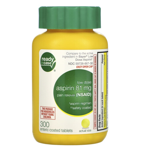Ready in Case, Ασπίρίνη, 81 mg, 300 Εντερίκες Κοатіτες Πιλάκια