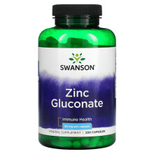 Swanson, Zinkglukonat, 50 mg, 250 Kapslar