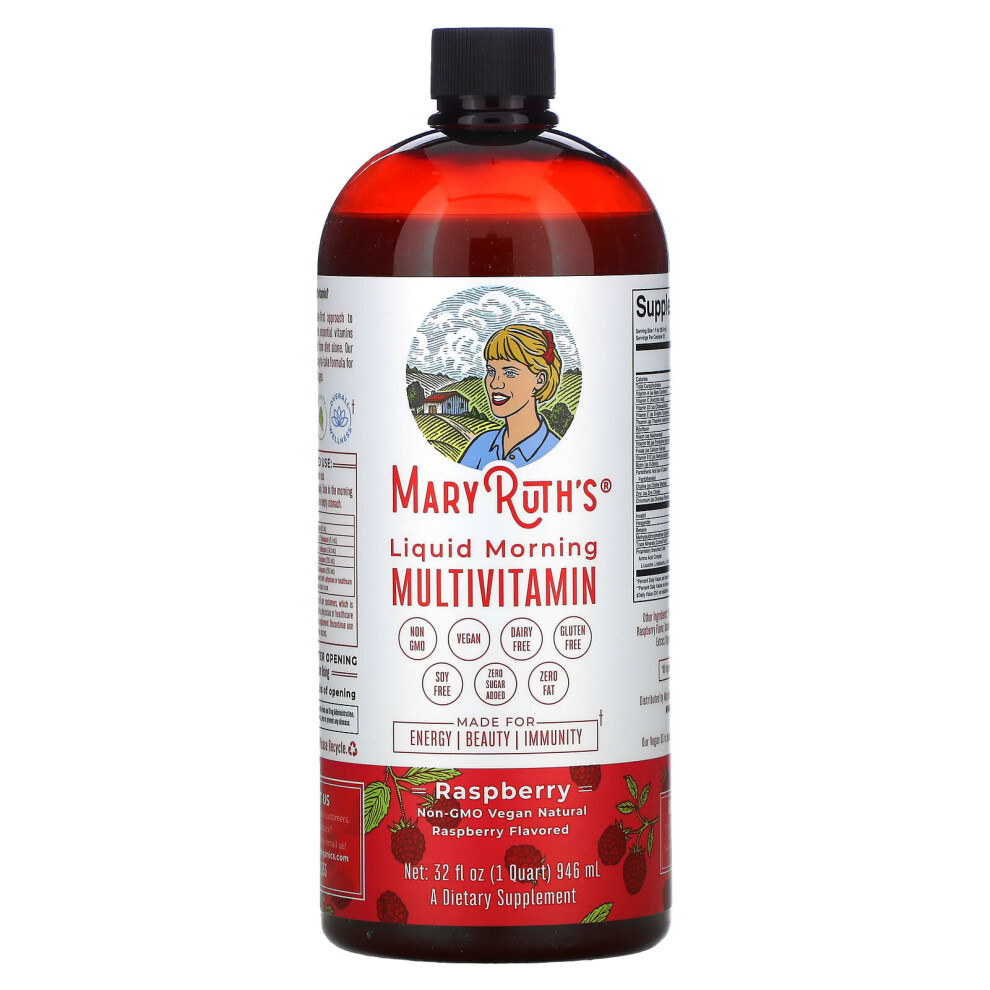 Maryruth Organics , Liquid Morning Multivitamin, Raspberry, 32 Fl Oz (946 Ml)
