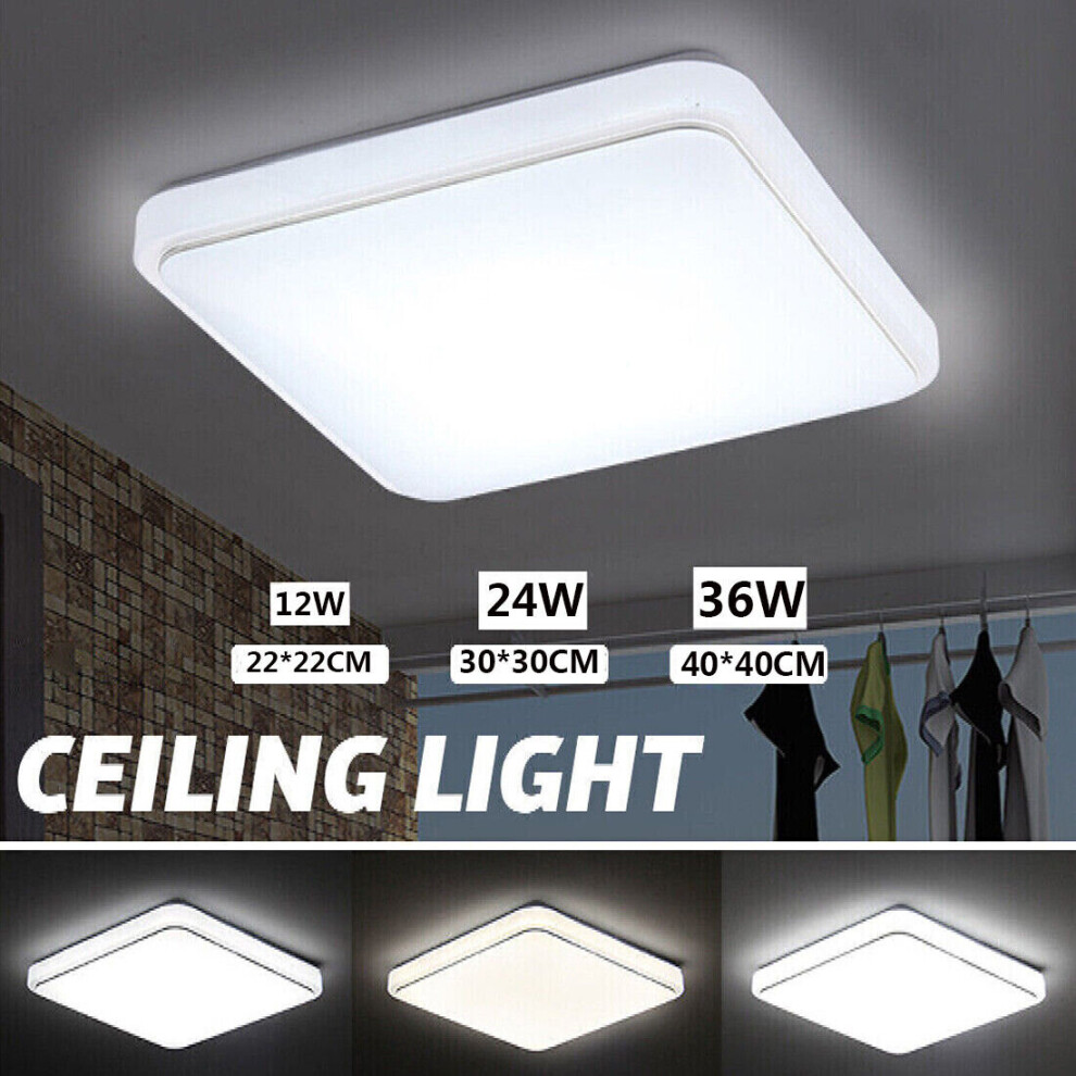 (12W - 22X22cm) Modern LED Ceiling Light Square Panel Down Lights Bathroom Kitchen Bedroom Lamp