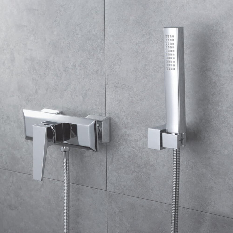 Drayton Brass Shower Mixer Tap Handheld Handset Chrome Wall Mounted Bathroom