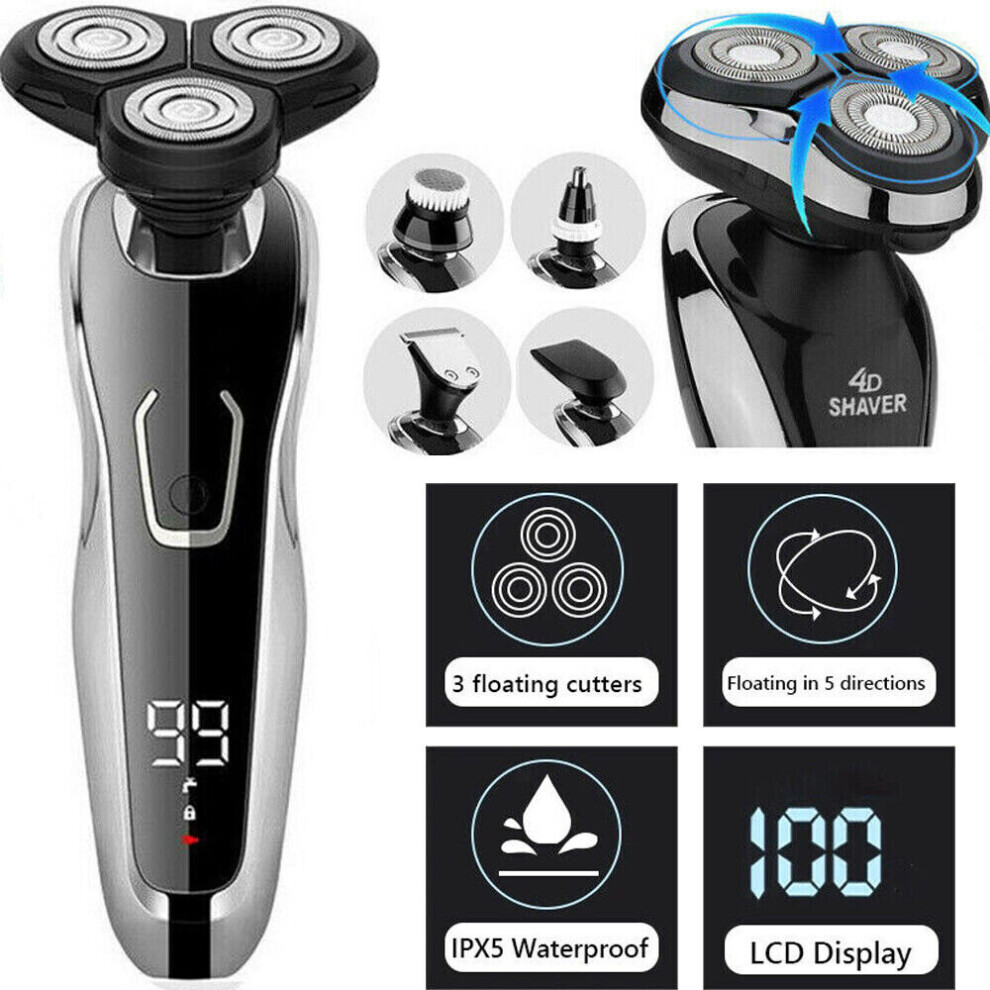 Men Cordless LCD Electric Shaver Razor Wet Dry Rotary Shaver Rechargeable Razor