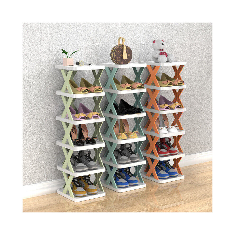 (  Green,   6Tiers) Shoe Rack 9 Tiers DIY Narrow Stckable Free Standing Shoes Storage-image-OPC-PBNS7WX-NEW