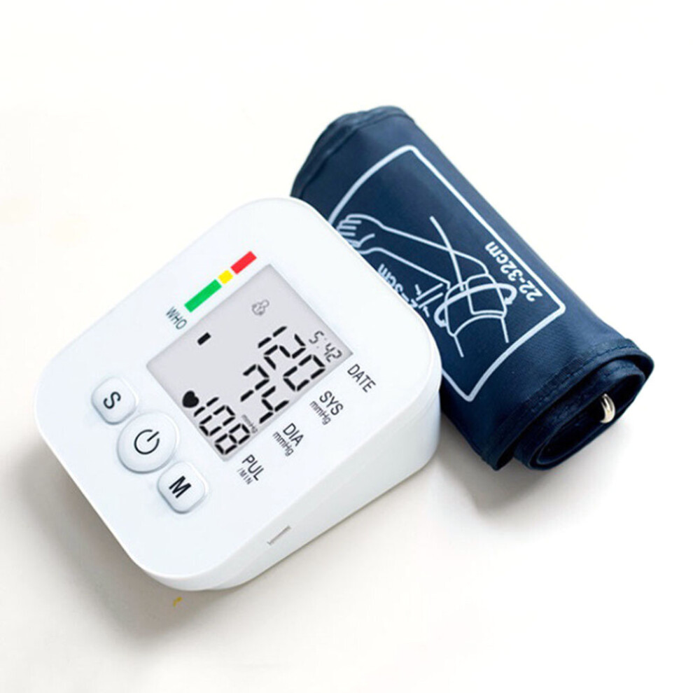 White (White) Automatic Blood Pressure Monitor Large Cuff Upper Arm Digital Voice Bp Machine