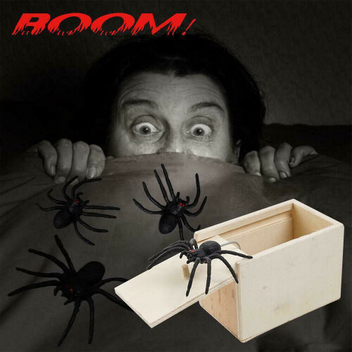 Ξύλινη φάρσα Spider Scare Box κρυμμένο σε περίπτωση Trick Play Joke Gag παιχνίδια δώρα 1