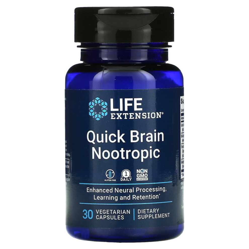Life Extension , Quick Brain Nootropic, 30 Vegetarian Capsules