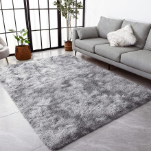 (Light Grey , 120 x 160 cm) Fluffy Large Shaggy Rug Anti-Slip Soft Carpet Floor Mat