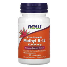 NOW Foods, Metylowy B-12, Duża Siła, 10,000 mcg, 60 Lekkożołobiów
