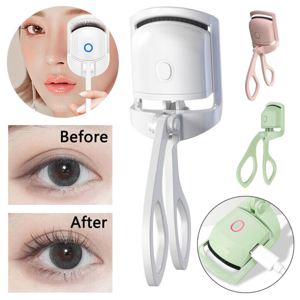 White (White) Heated Eyelash Curler Rechargeable Electric Eyelash Curler Comb Long Lasting Womens Girls Makeup Tools