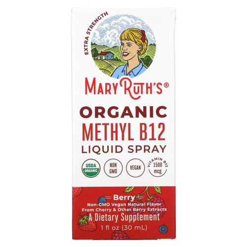 MaryRuth's, Spray de Vitamina B12 Orgânica, Força Extra, Morango, 1 fl oz (30 ml)