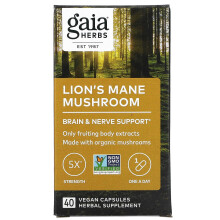 Gaia Herbs, Cogumelo de Leão, 40 Cápsulas Vegetarianas