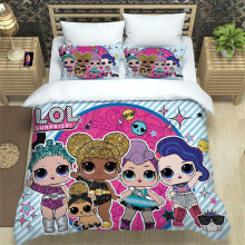 (Blue Stripes, UK-Double=200*200cm) 3 Lolsurprise Piece Bedding Set Bed Supplies Decorations Duvet Kids Cover