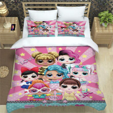 (Pink Green, UK-Double=200*200cm) 3 Lolsurprise Piece Bedding Set Bed Supplies Decorations Duvet Kids Cover