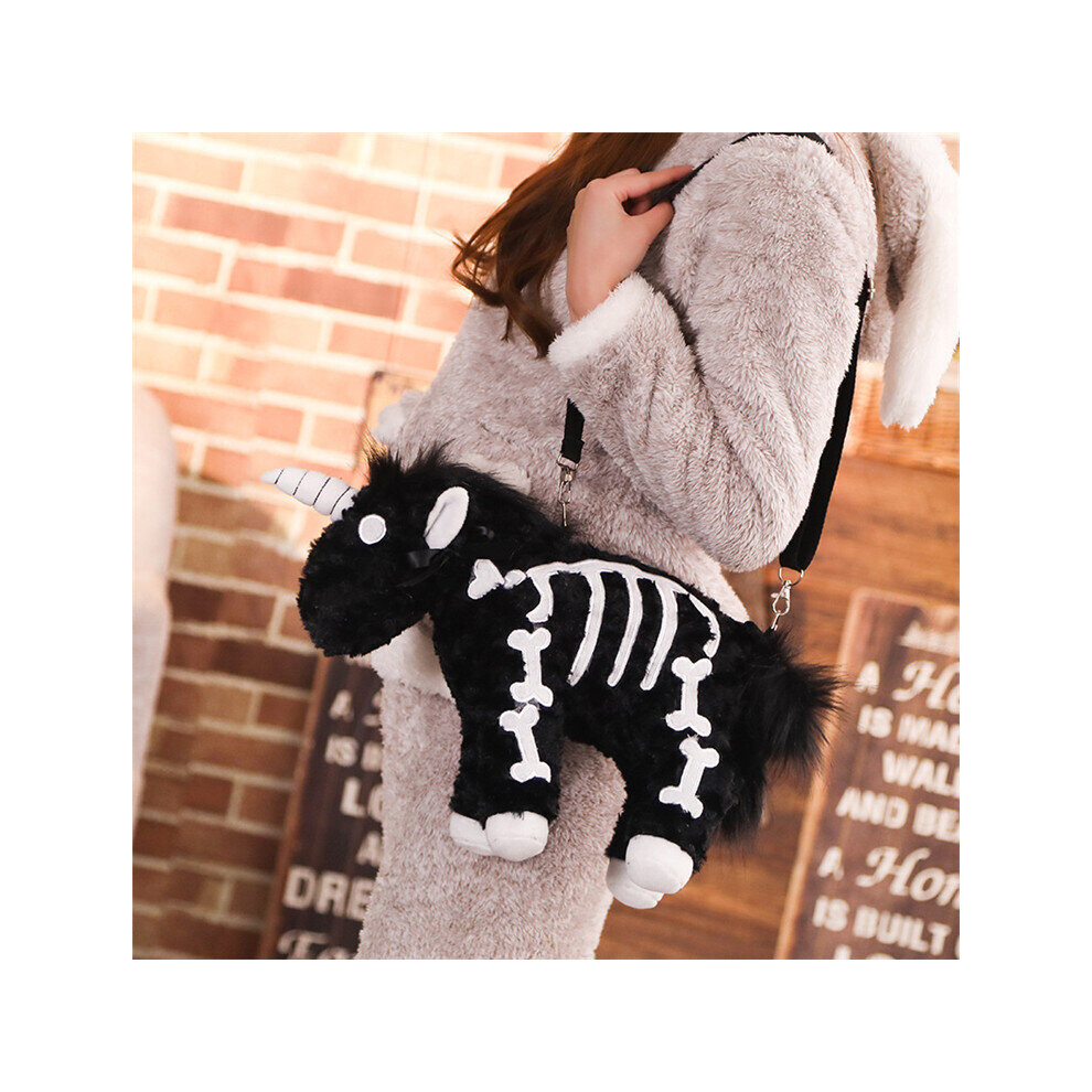 (Black) 2023 New Lolita Unicorn Crossbody Bag Cute Animal Bag Plush Shoulder Bag