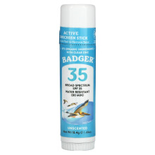 Badger, Aktiv Solcreme Stik, SPF 35, Udsat, 0,65 oz (18,4 g)