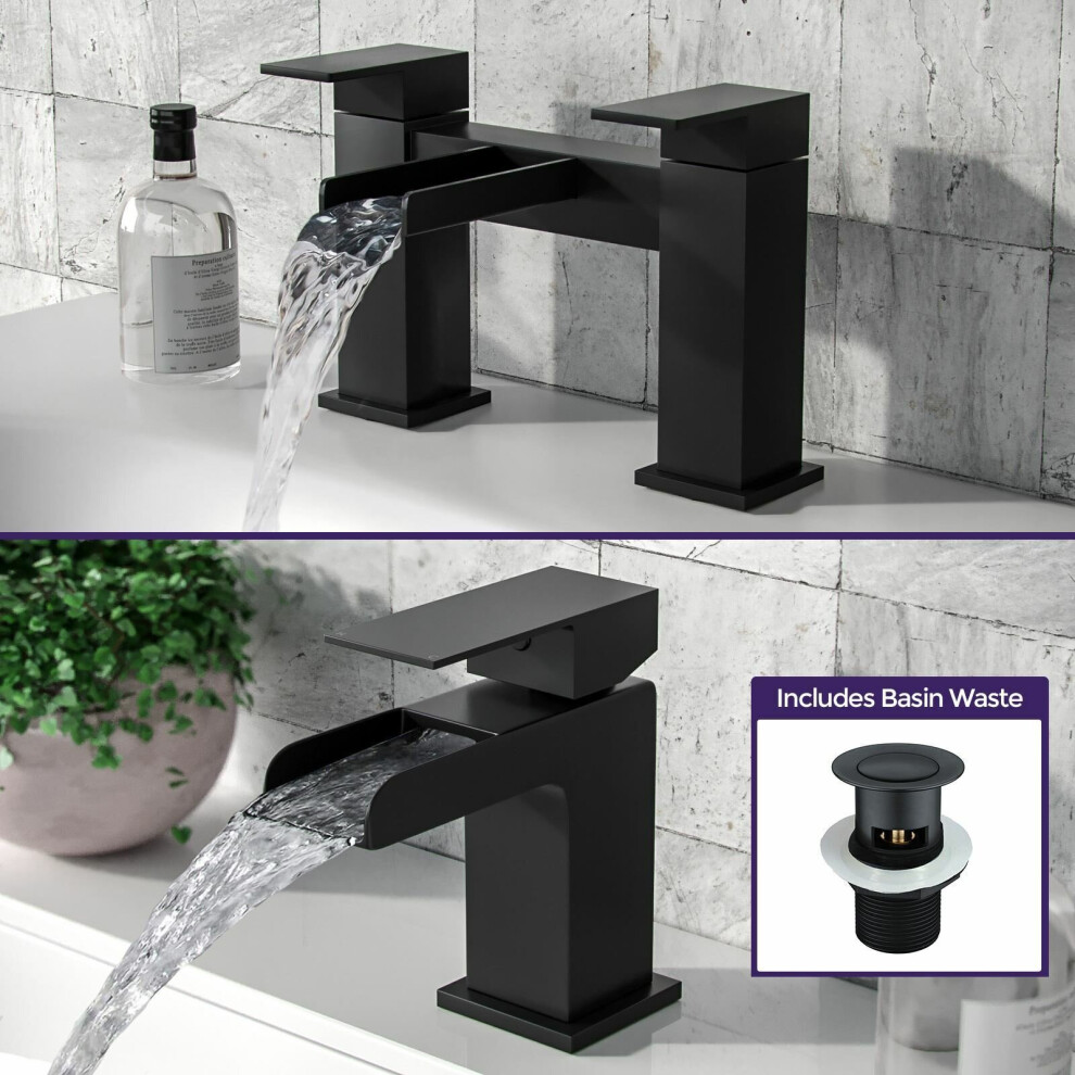 Ozone Waterfall Basin Mono Mixer, Bath Filler Tap & waste