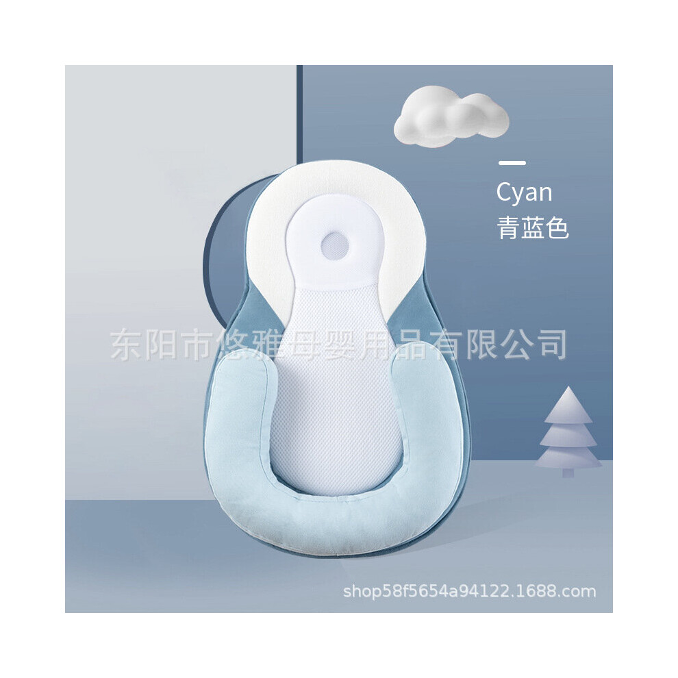 (blue) Portable Baby Bed Elevated for Anti Reflux 0-6 Months