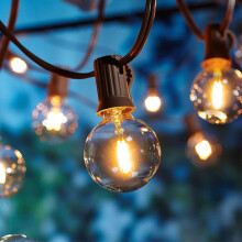 OxyLED Outdoor Festoon Lights 52ft, 50+2 LED G40 Warm White, End-to-End Design (up to 86 strands), IP44 Patio & Garden