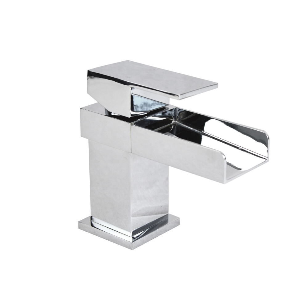 Laura Deck Mounted Waterfall Cloakroom Basin Brass Mono Mixer Tap Chrome