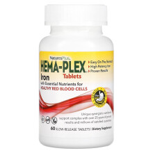 NaturesPlus, Hema-Plex, Eisen mit essentiellen Nährstoffen für gesunde rote Blutkörperchen, 60 Retardtabletten