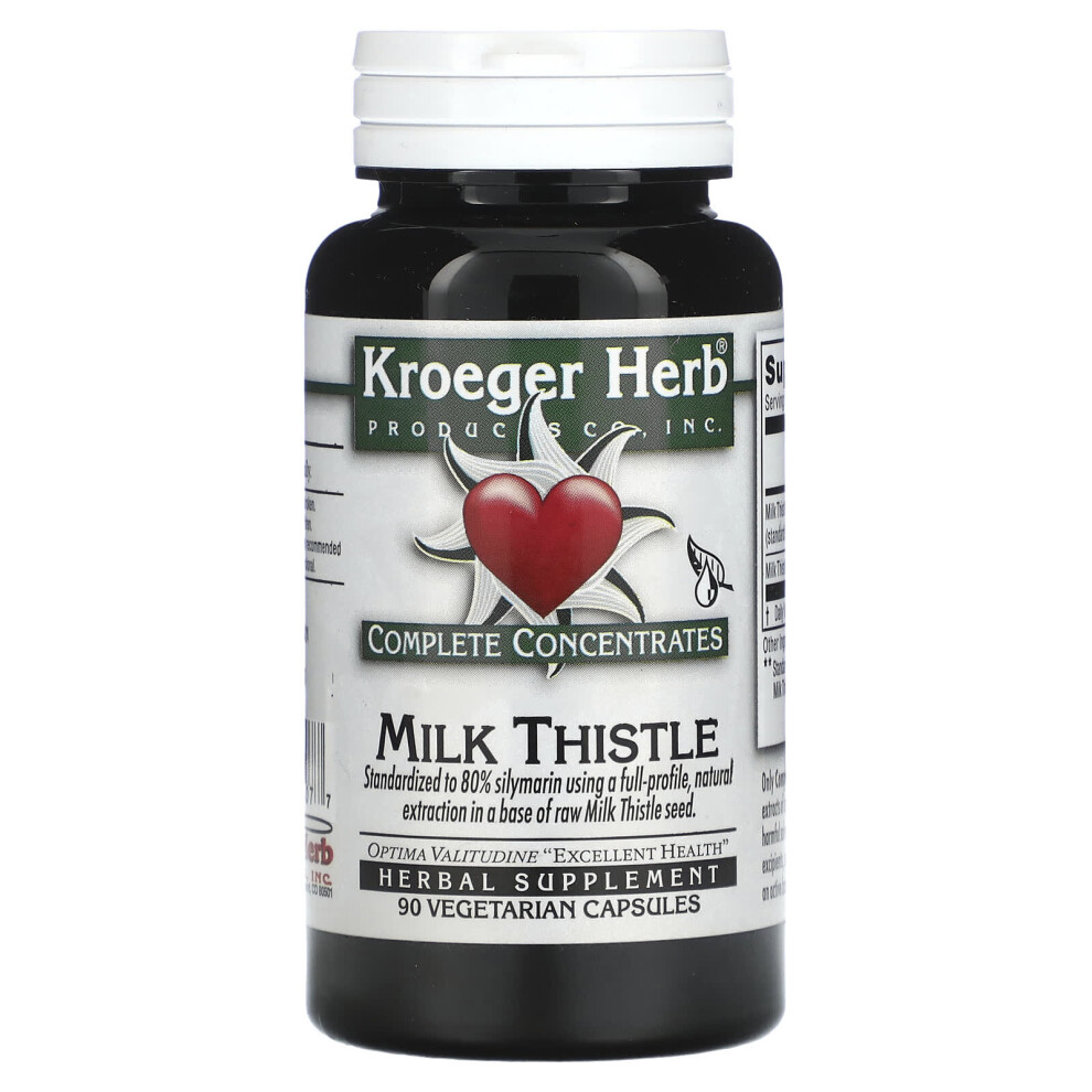 Kroeger Herb Co , Complete Concentrates, Milk Thistle, 90 Vegetarian Capsule