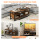 Costway Coffee Table Industrial Center Table with Open Shelf 3 Storage Cubbies 7