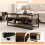 Costway Coffee Table Industrial Center Table with Open Shelf 3 Storage Cubbies 4