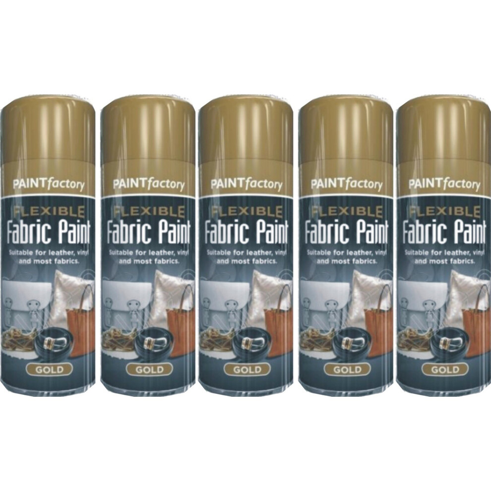 5 X 200ml Flexible Gold Fabric Spray Paint For Leather Art Vinyl Craft