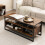 Costway Coffee Table Industrial Center Table with Open Shelf 3 Storage Cubbies 3