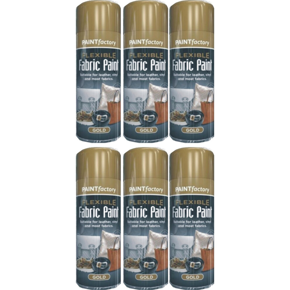 6 X 200ml Flexible Gold Fabric Spray Paint For Leather Art Vinyl Craft