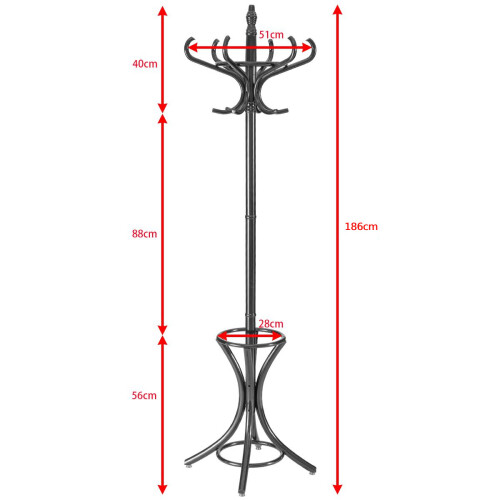 Costway Floor Standing Coat Jacket Stand Solid Wood Hanger with Umbrella Rack 1