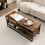 Costway Coffee Table Industrial Center Table with Open Shelf 3 Storage Cubbies 9