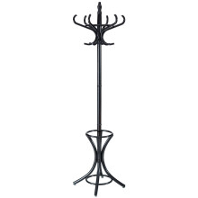Floor Standing Coat Jacket Stand Solid Wood Hanger with Umbrella Rack