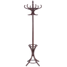 Floor Standing Coat Jacket Stand Solid Wood Hanger with Umbrella Rack