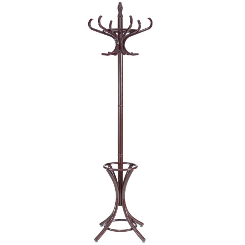 Costway Floor Standing Coat Jacket Stand Solid Wood Hanger with Umbrella Rack