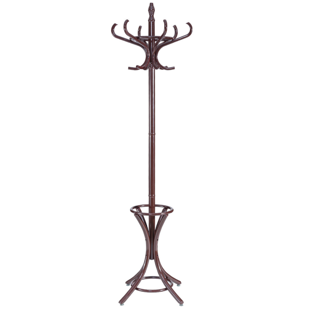 Floor Standing Coat Jacket Stand Solid Wood Hanger with Umbrella Rack