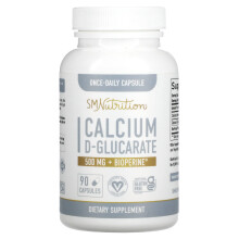 SMNutrition, D-Glucarate de Calcium + BioPerine, 500 mg, 90 gélules