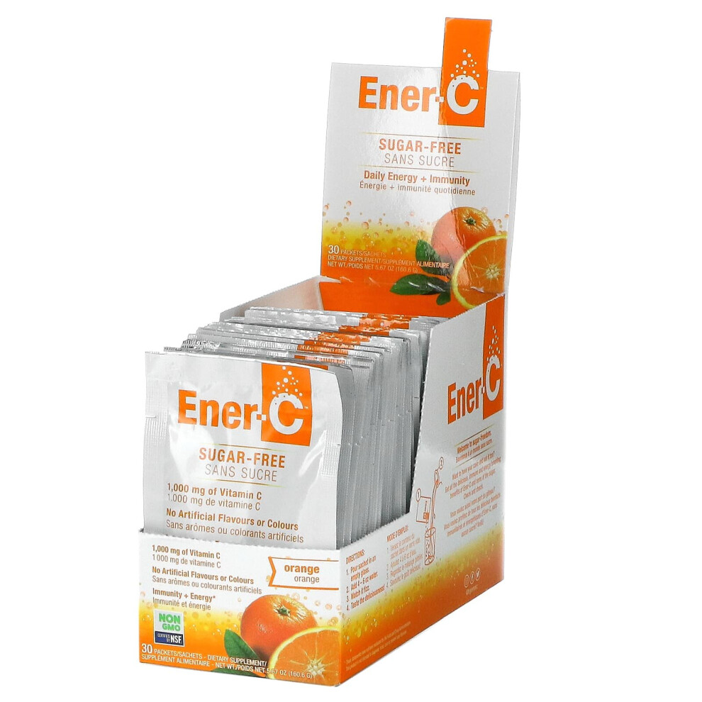 Ener-C , Vitamin C, Multivitamin Drink Mix, Sugar Free, Orange, 1,000 Mg, 30 Packets, 0.2 Oz (5.35 G) Each