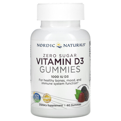 Nordic Naturals Nordic Naturals, Zero Σάκχαρα Βιταμίνη D3 Γούβλες, Φρούτο Πράσινου, 25 mcg (1,000 IU), 60 Γούβλες
