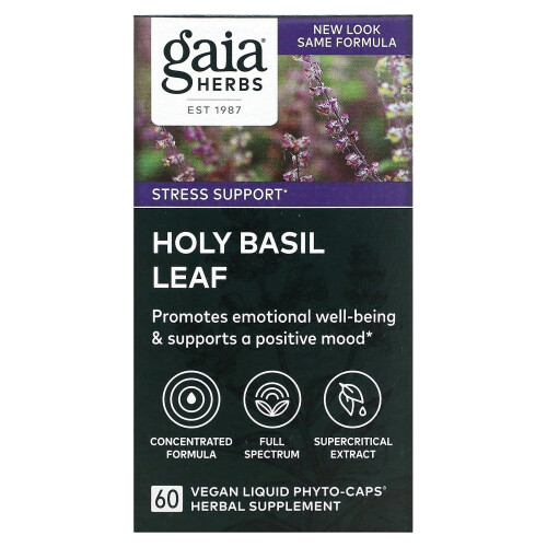 Gaia Herbs, Φύλλο Αγίας Βάσης, 60 Φυτο-Κάψουλες Vegan