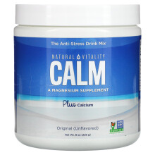 Natural Vitality, CALM, Plus Wapno, Wapno-Magnezju, Mieszanka do Picia, Bez Smaku, 8 oz (227 g)