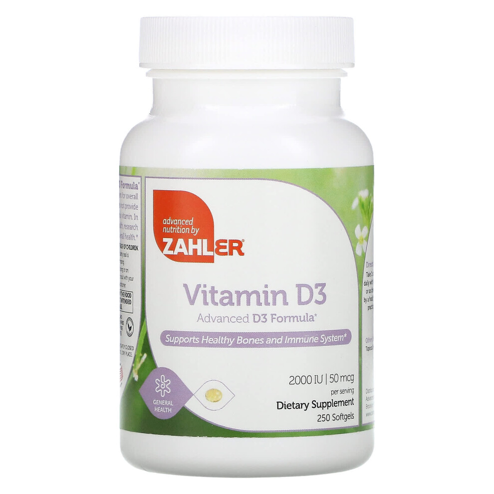 Zahler, Vitamin D3, Advanced D3 Formula, 50 mcg (2,000 IU), 250