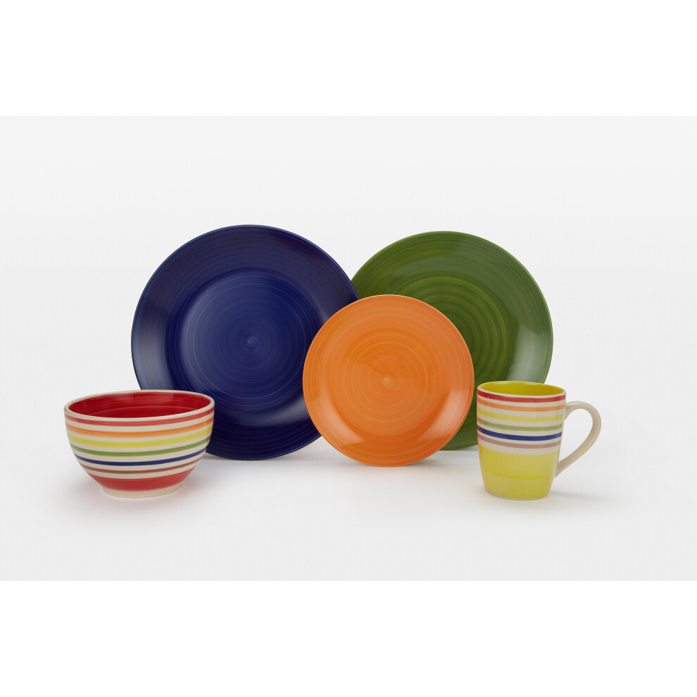 24pc Rainbow Spin Wash Dinner Set