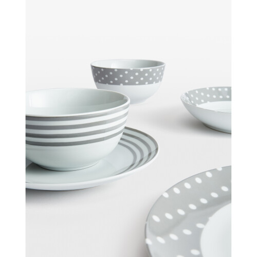 80 Piece Grey Heart Combo Dinner Set 1