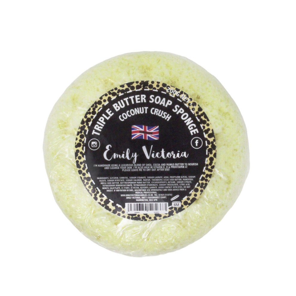 Emily Victoria Soap Filled Exfoliating Sponge Body Butter Bath & Shower Coconut Crush