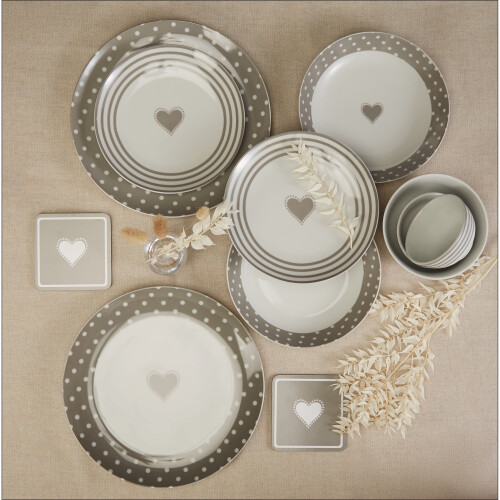 80 Piece Grey Heart Combo Dinner Set 2