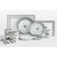 80 Piece Grey Heart Combo Dinner Set
