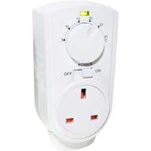 TH-926T Plug-in Analogue Thermostat - Auto Heat/Cool Control for Heaters, 13A (3120W), IP20, Replaceable Fuse, 5-30C